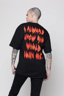 BROKEN PROMISES Burn Me SST Black - BP X Hot Stuff Shirts