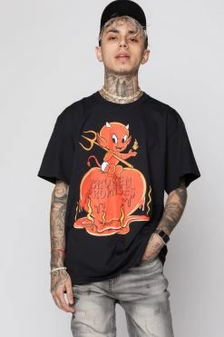 BROKEN PROMISES Burn Me SST Black - BP X Hot Stuff Shirts