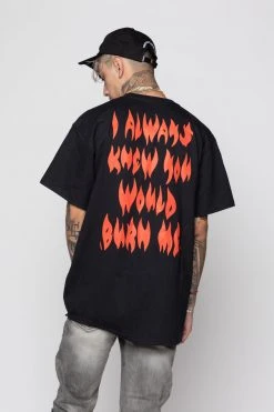 BROKEN PROMISES Burn Me SST Black - BP X Hot Stuff Shirts