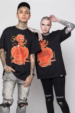 BROKEN PROMISES Burn Me SST Black - BP X Hot Stuff Shirts