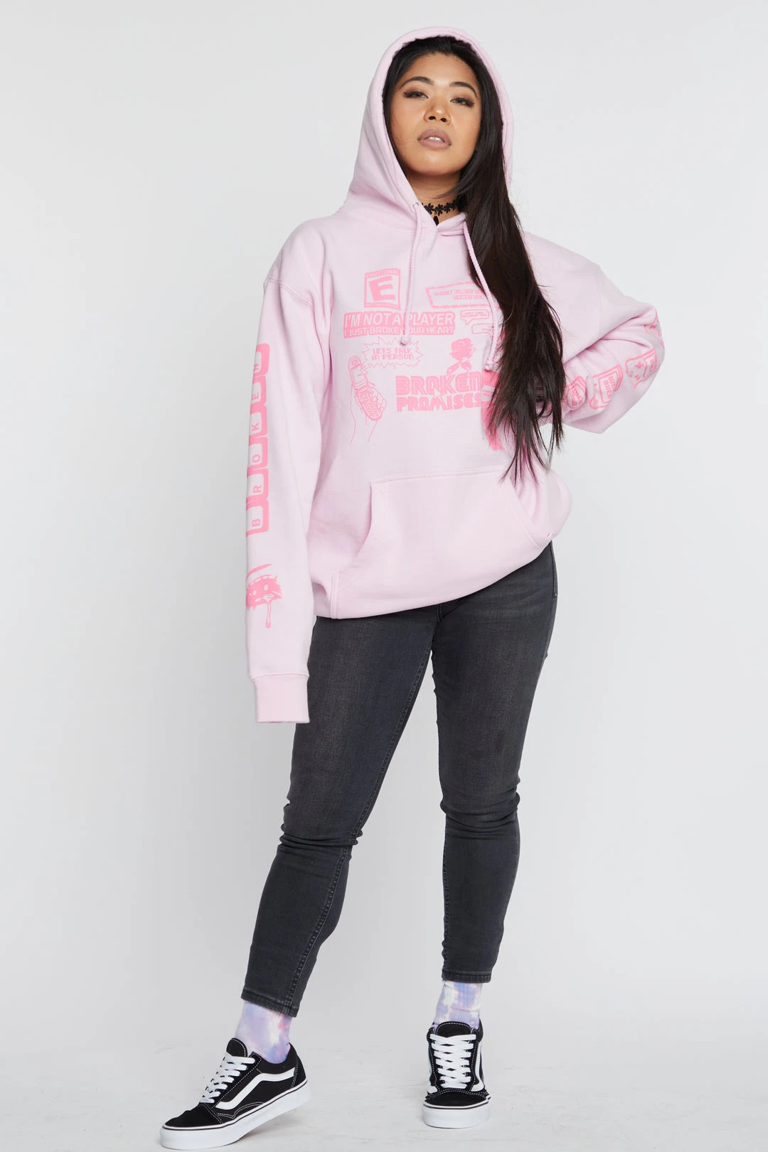 BROKEN PROMISES Don't Play Games Hoodie Pink Hoodies