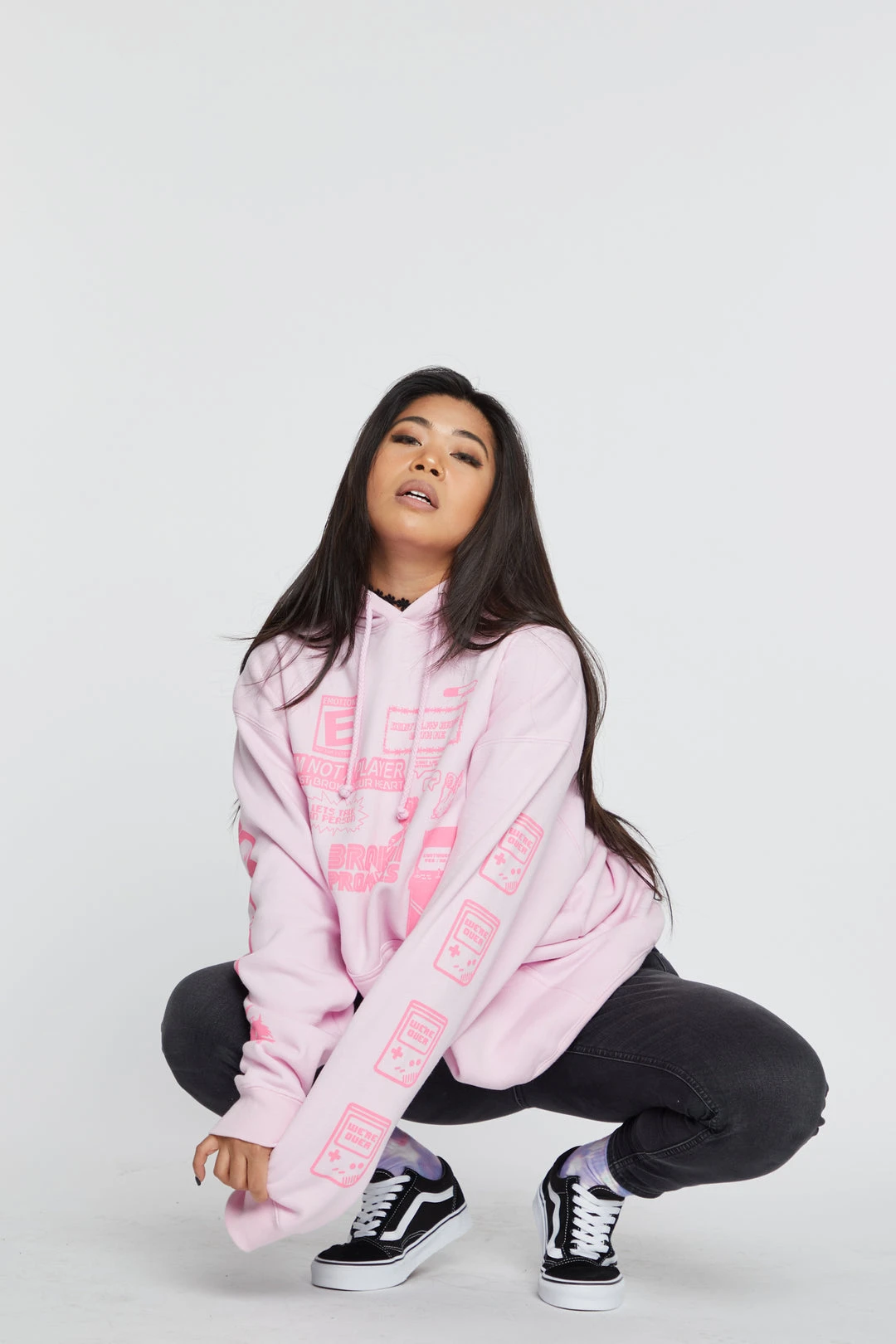 BROKEN PROMISES Don't Play Games Hoodie Pink Hoodies