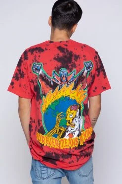 BROKEN PROMISES Shirts Never Forgive Red/Blk Crystal Wash Tee