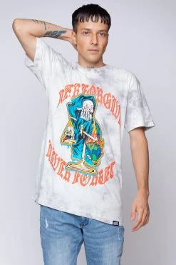 BROKEN PROMISES Never Forgive Grey Smoke Dye Tee