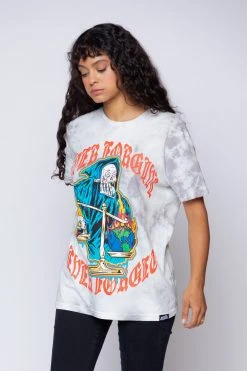 BROKEN PROMISES Never Forgive Grey Smoke Dye Tee