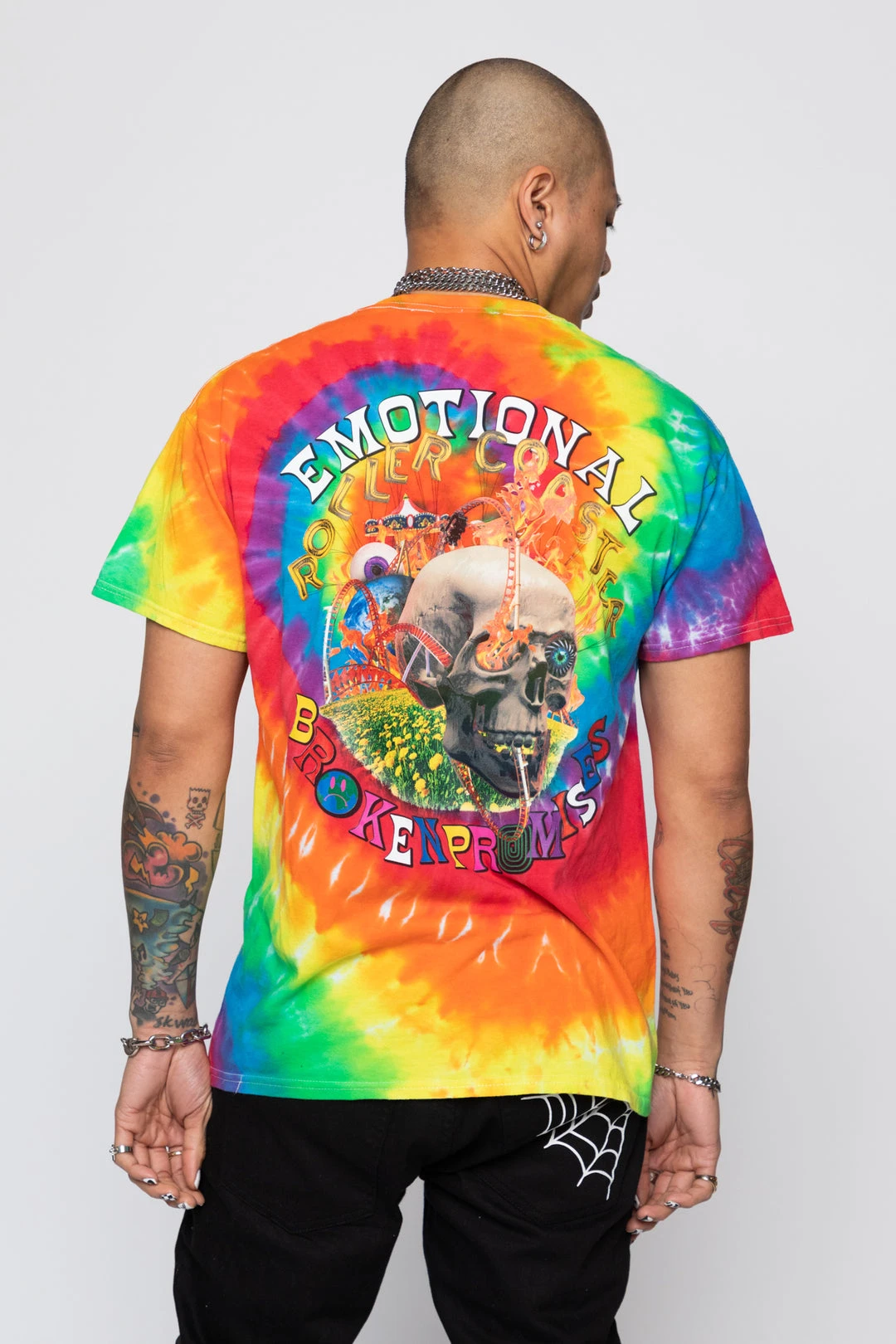 BROKEN PROMISES Emotional Rollercoaster Rainbow Tie Dye Tee Shirts