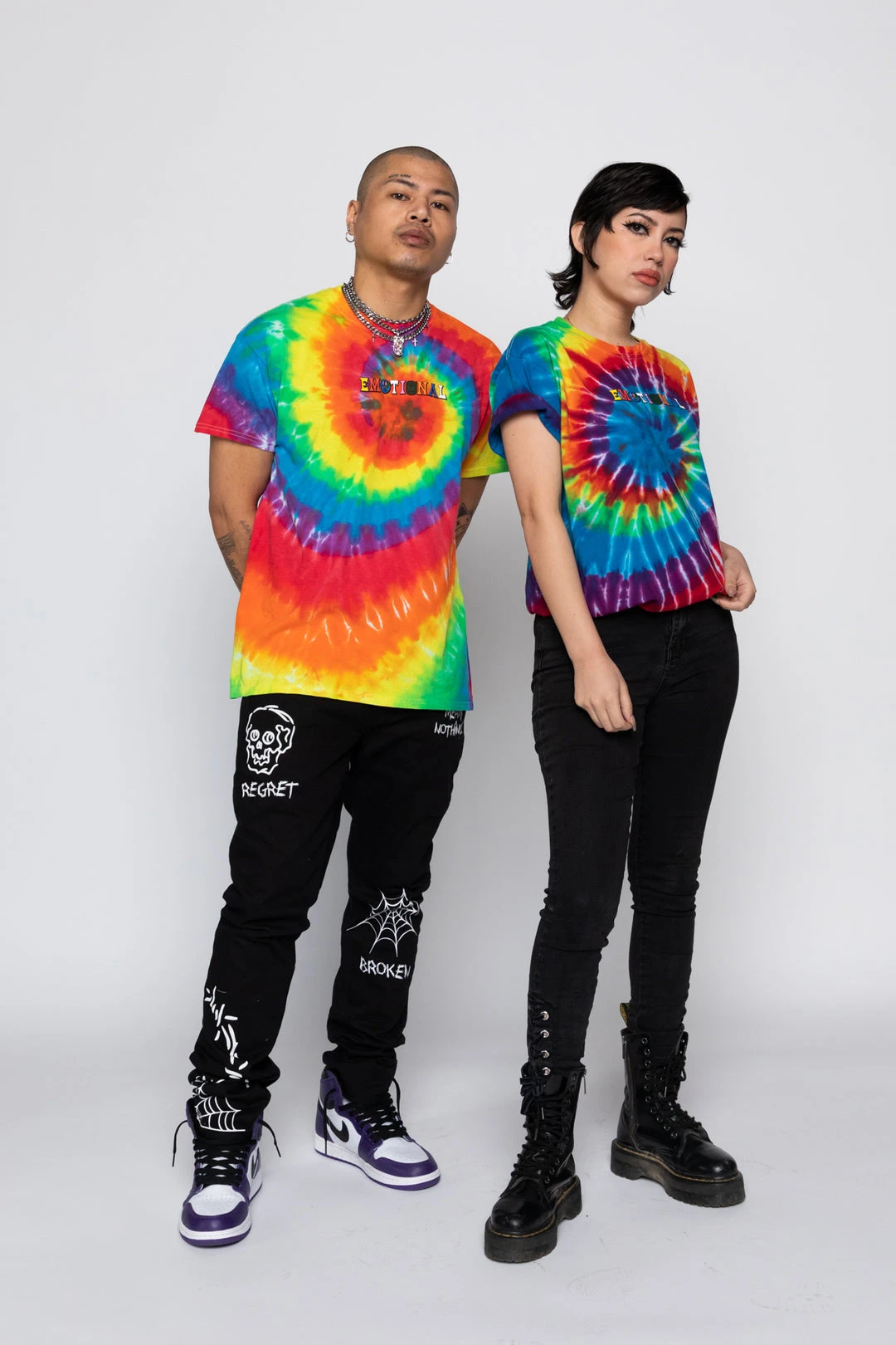 BROKEN PROMISES Emotional Rollercoaster Rainbow Tie Dye Tee Shirts