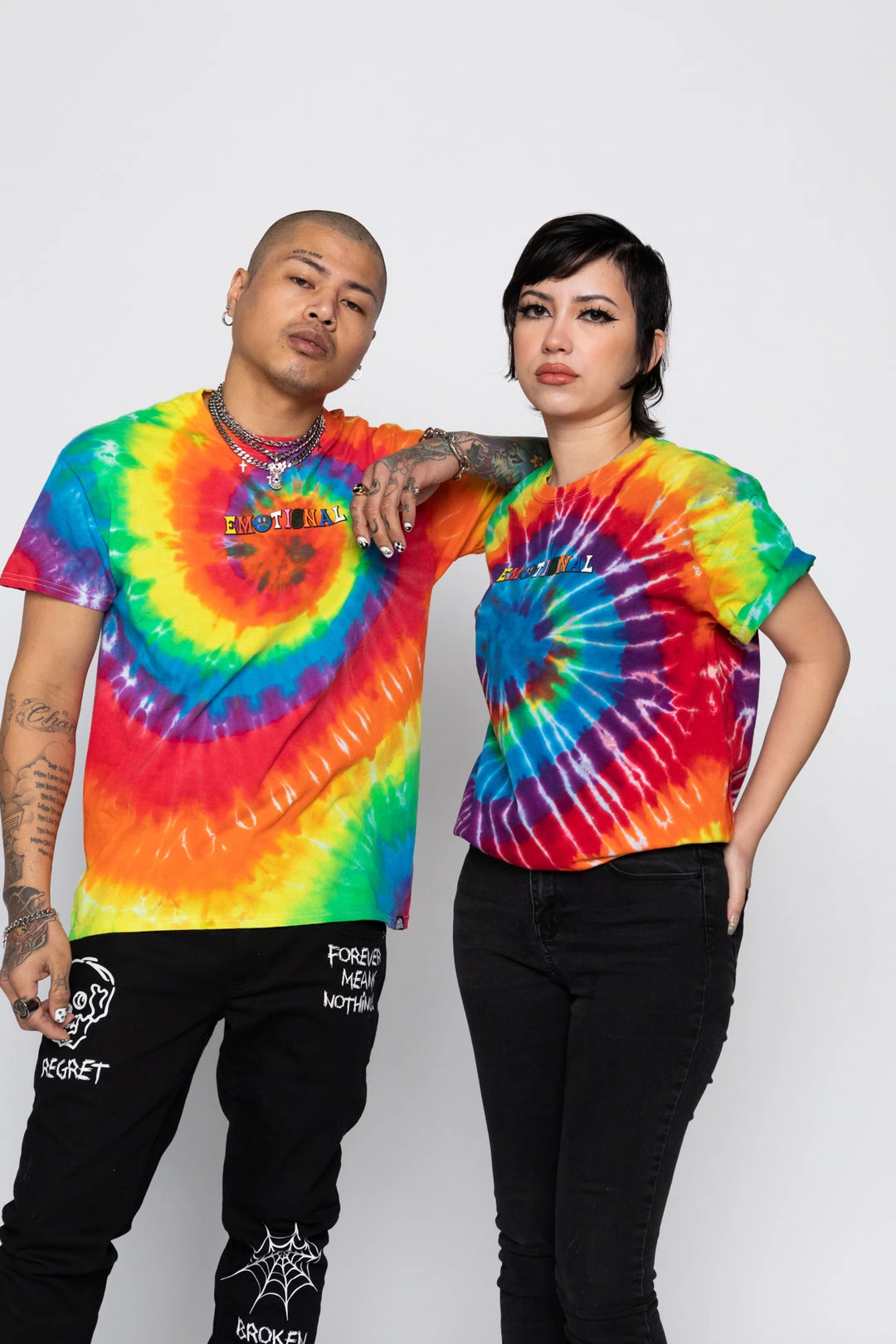 BROKEN PROMISES Emotional Rollercoaster Rainbow Tie Dye Tee Shirts