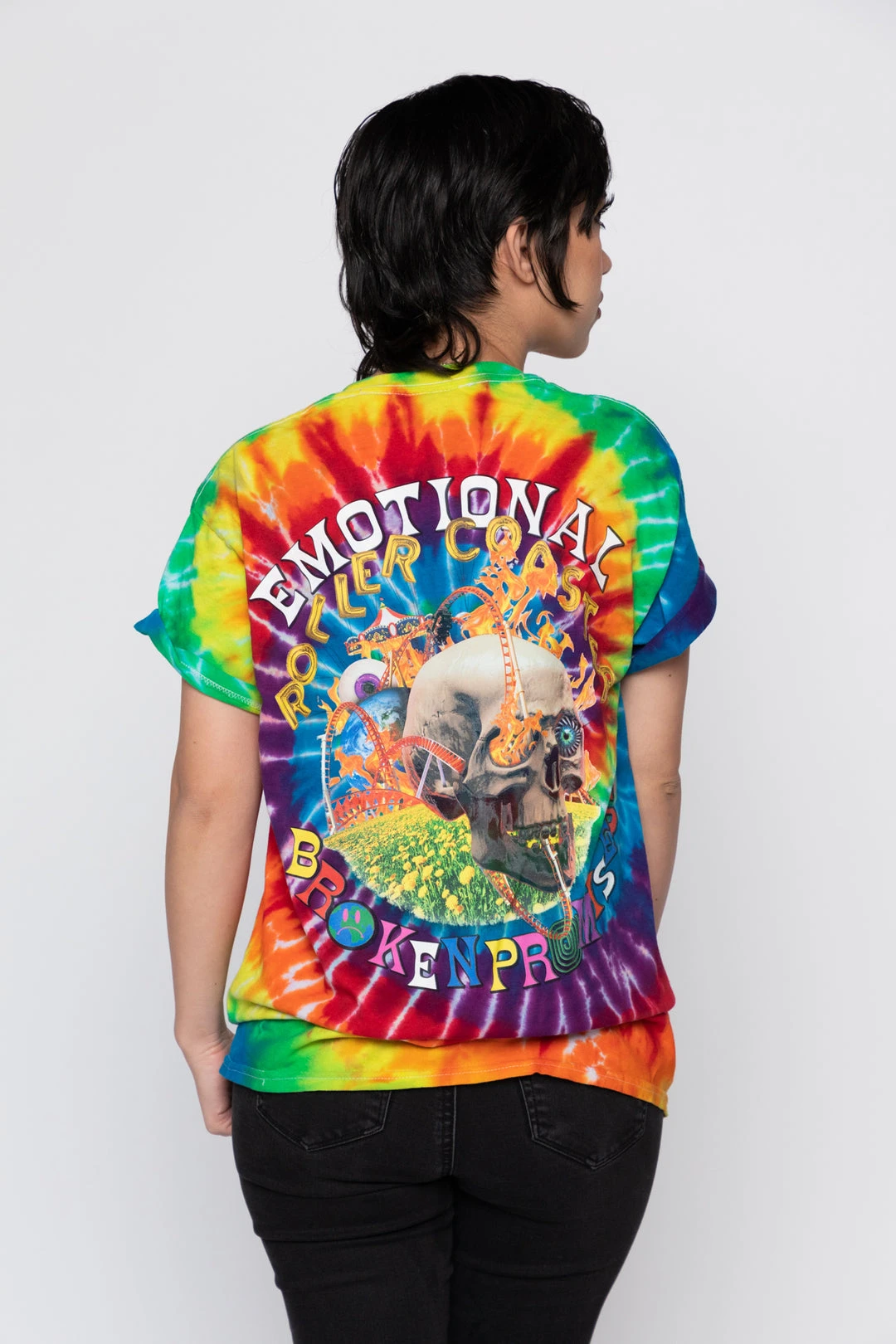 BROKEN PROMISES Emotional Rollercoaster Rainbow Tie Dye Tee Shirts