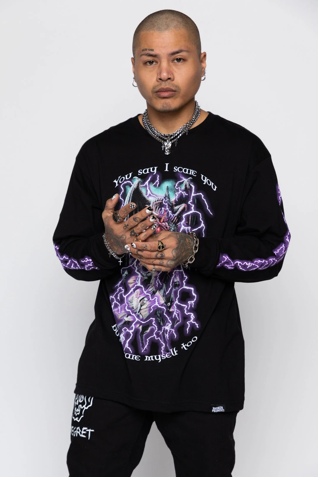 BROKEN PROMISES Scare Myself L/S Black Shirts