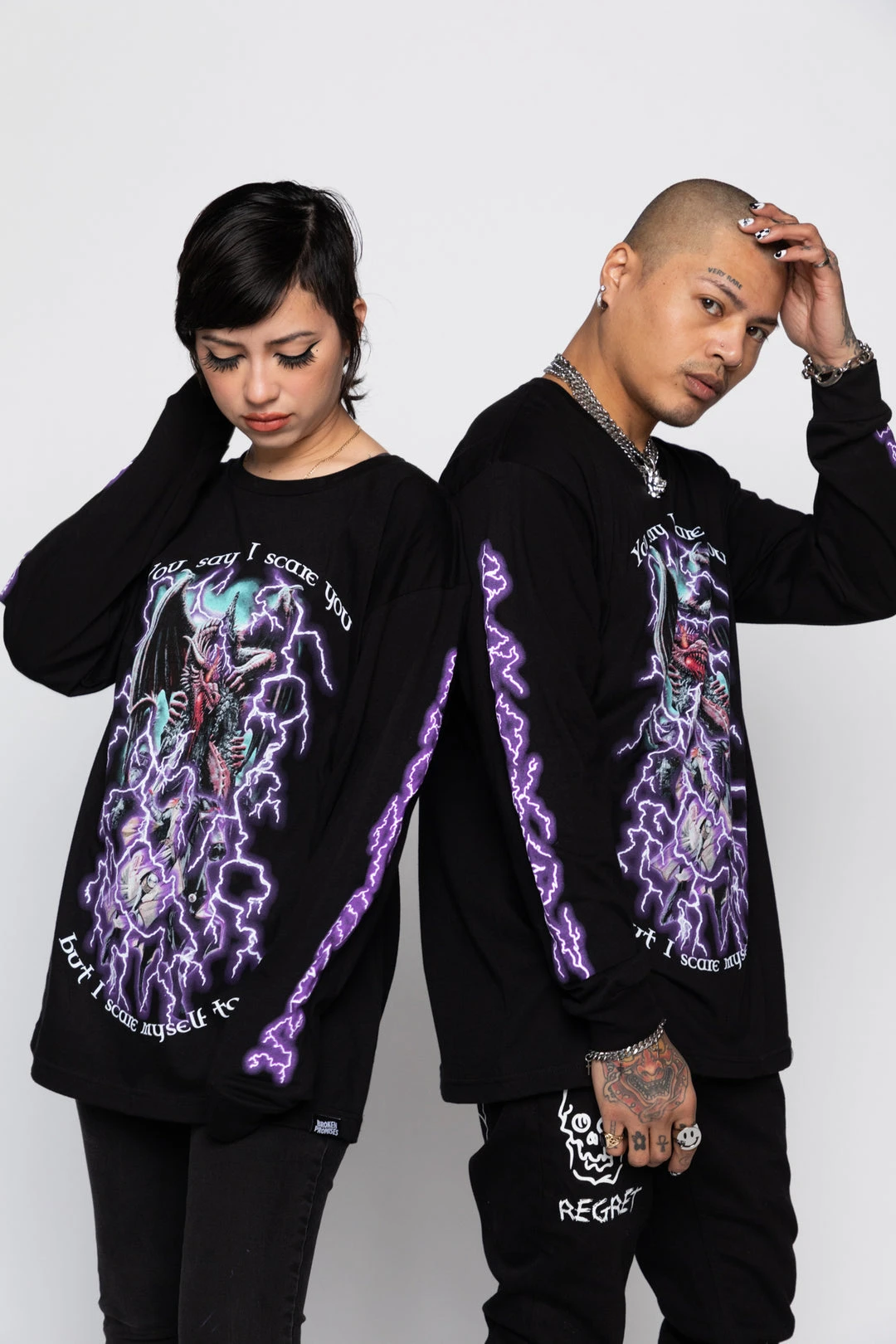 BROKEN PROMISES Scare Myself L/S Black Shirts