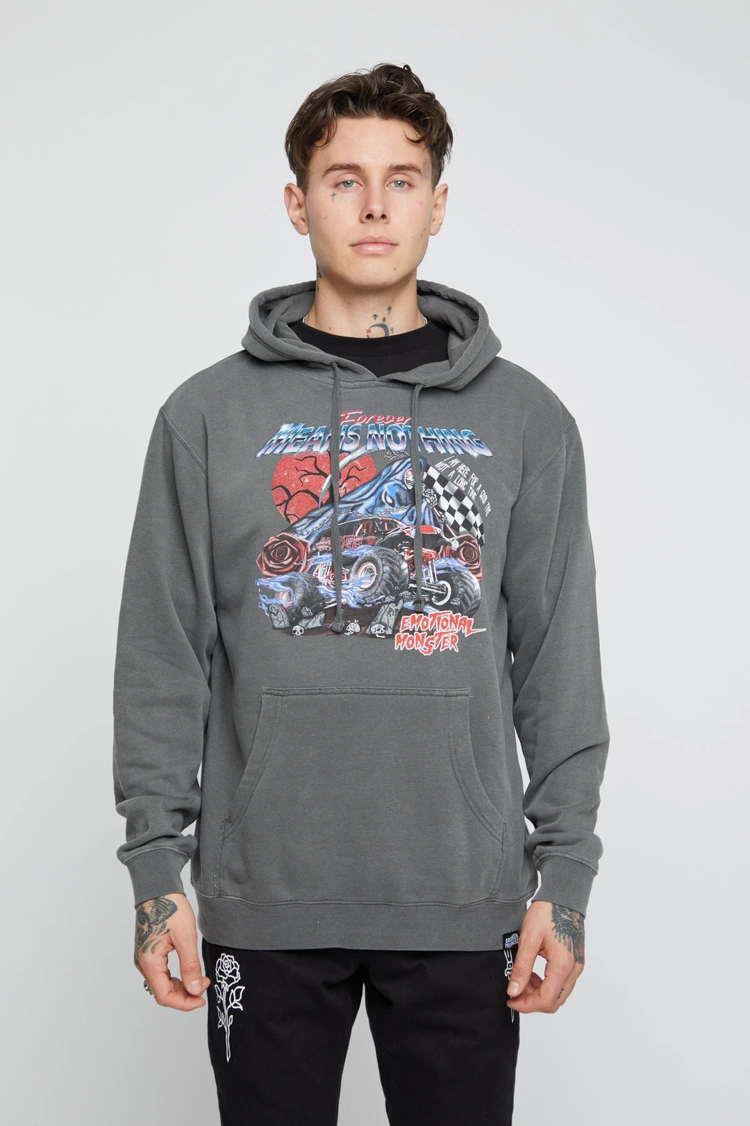 BROKEN PROMISES Not A Long Time Pigment Dye Hoodie