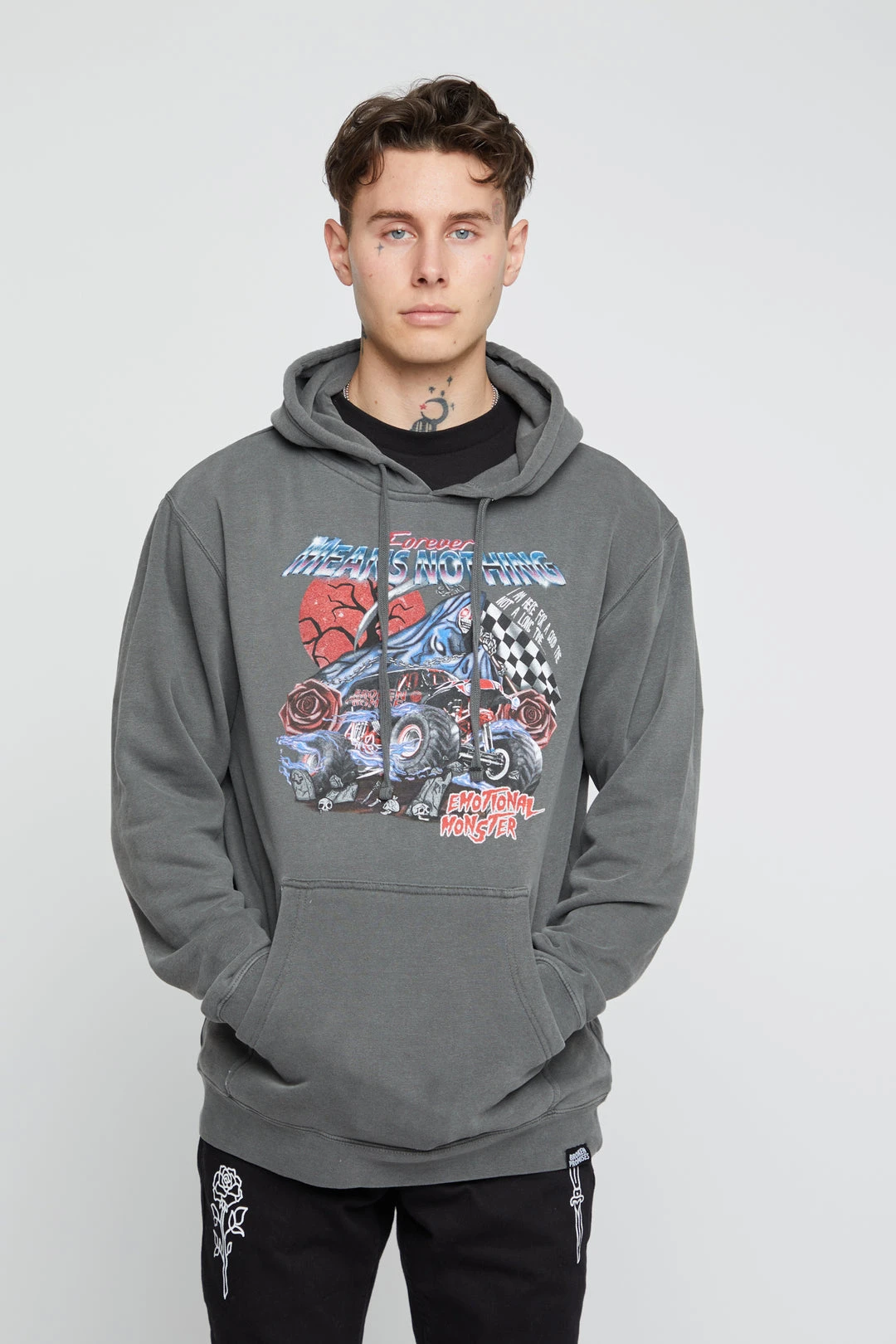 BROKEN PROMISES Not A Long Time Pigment Dye Hoodie