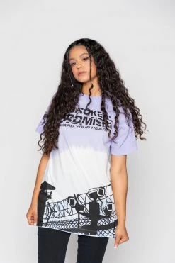 BROKEN PROMISES Guard Your Heart Dip Dye Tee Lavender