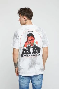 BROKEN PROMISES Lucky Lucifer Tie Dye Tee Wh/Gr