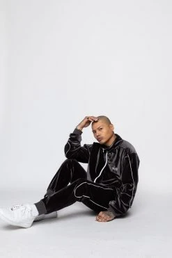 BROKEN PROMISES Graveyard Velour Track Pants - Charcoal Bottoms