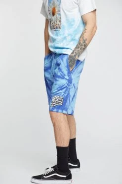BROKEN PROMISES Bottoms Suspects Tie Dye Short Blue