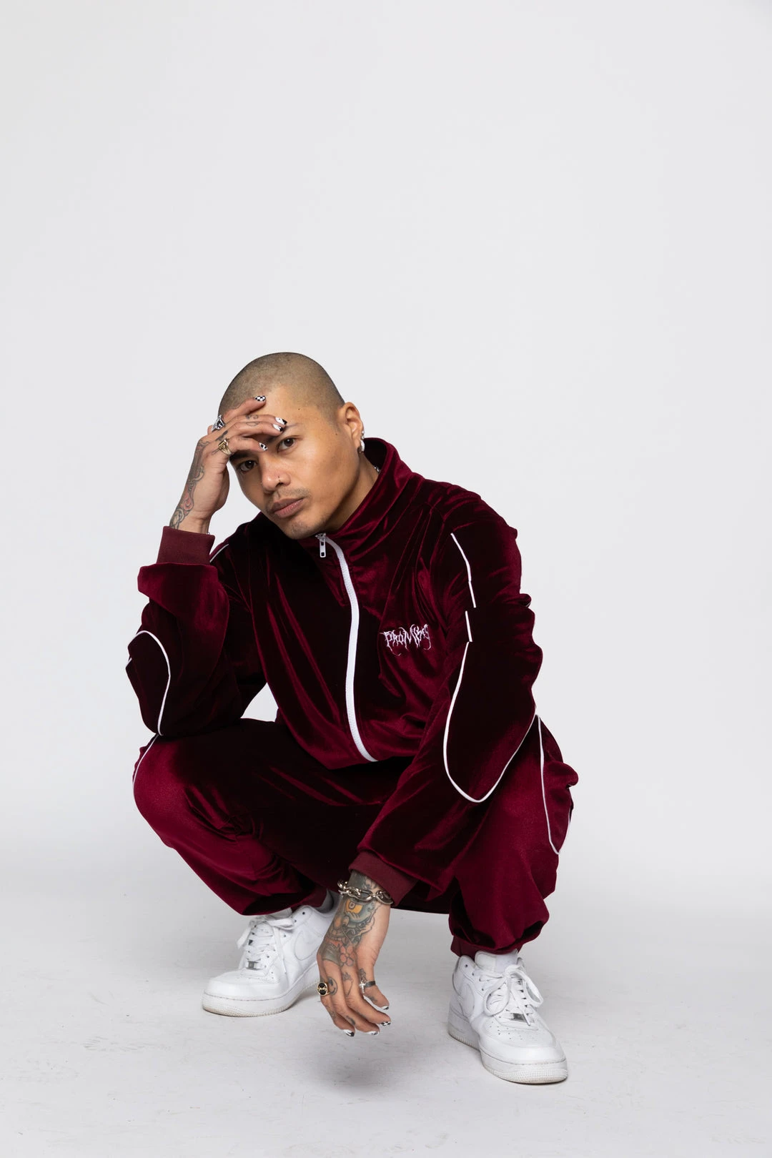BROKEN PROMISES Sets Graveyard Velour Track Jacket - Maroon