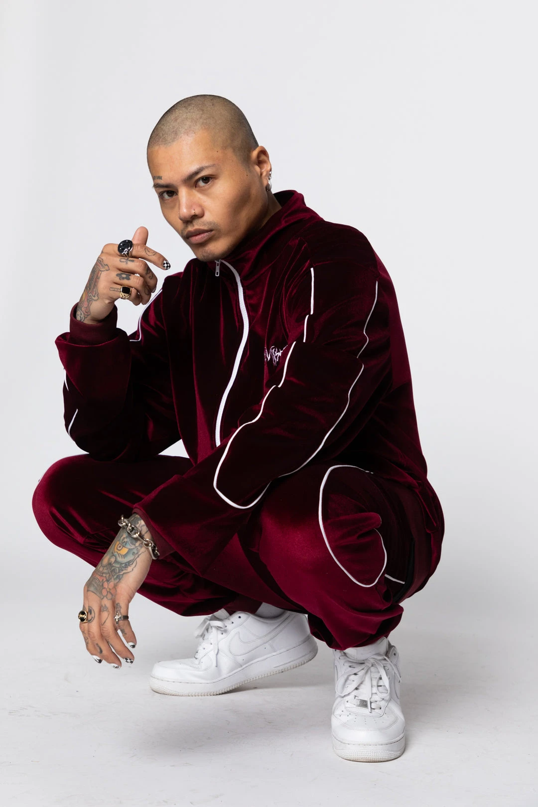 BROKEN PROMISES Sets Graveyard Velour Track Jacket - Maroon
