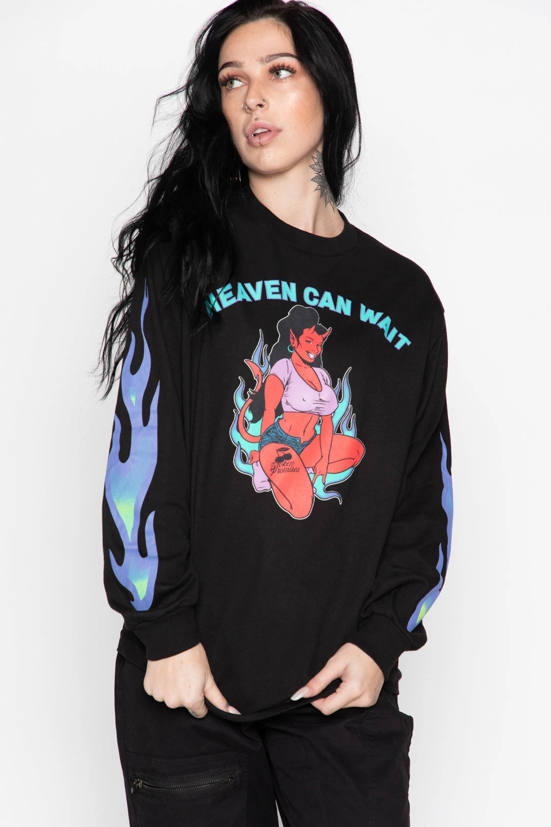 BROKEN PROMISES Heaven Can Wait L/S Black Shirts