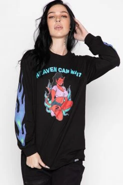 BROKEN PROMISES Heaven Can Wait L/S Black Shirts