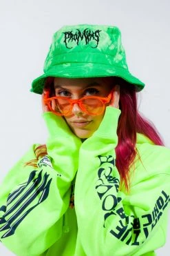 CASH Sale Graveyard Bucket Hat Spider Dye Lime
