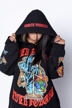 BROKEN PROMISES Never Forgive Hoodie Black