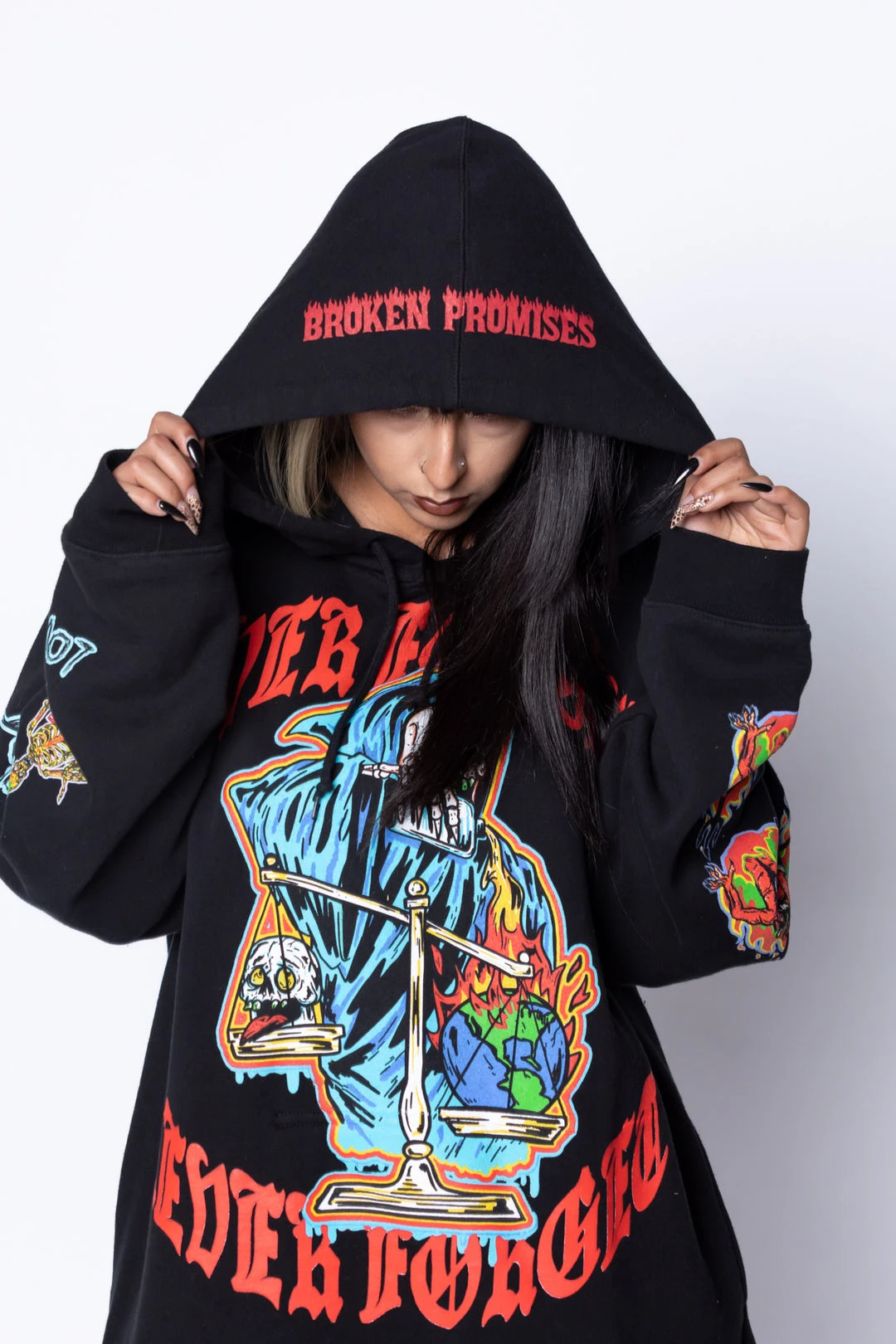 BROKEN PROMISES Never Forgive Hoodie Black