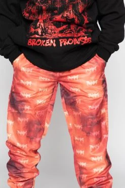 BROKEN PROMISES Bottoms BP Galactic Graveyard Pants Orange