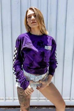 BROKEN PROMISES Shirts 2Tone Tie Dye L/S Purple Punch
