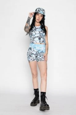 BROKEN PROMISES Bottoms Catacombs Biker Shorts Lt Blue