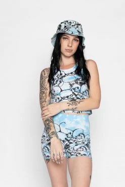 BROKEN PROMISES Catacombs Crop Tank Lt Blue Sets
