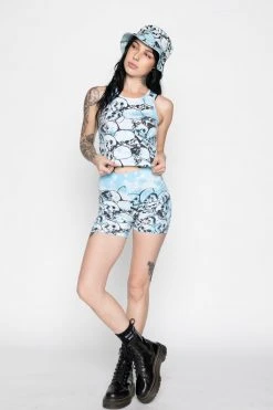 BROKEN PROMISES Bottoms Catacombs Biker Shorts Lt Blue