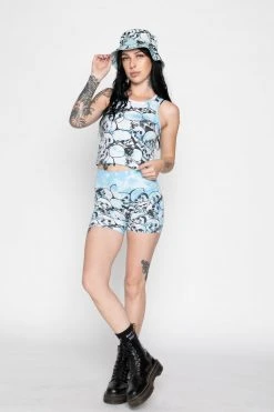 BROKEN PROMISES Bottoms Catacombs Biker Shorts Lt Blue
