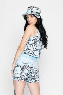 BROKEN PROMISES Bottoms Catacombs Biker Shorts Lt Blue