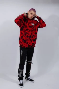 BROKEN PROMISES Hoodies Warned You Hood Tie Dye Red