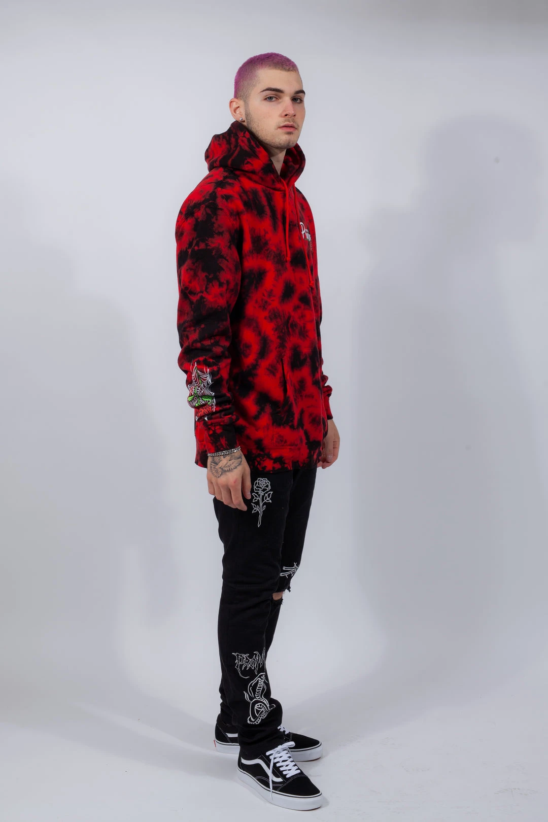 BROKEN PROMISES Hoodies Warned You Hood Tie Dye Red