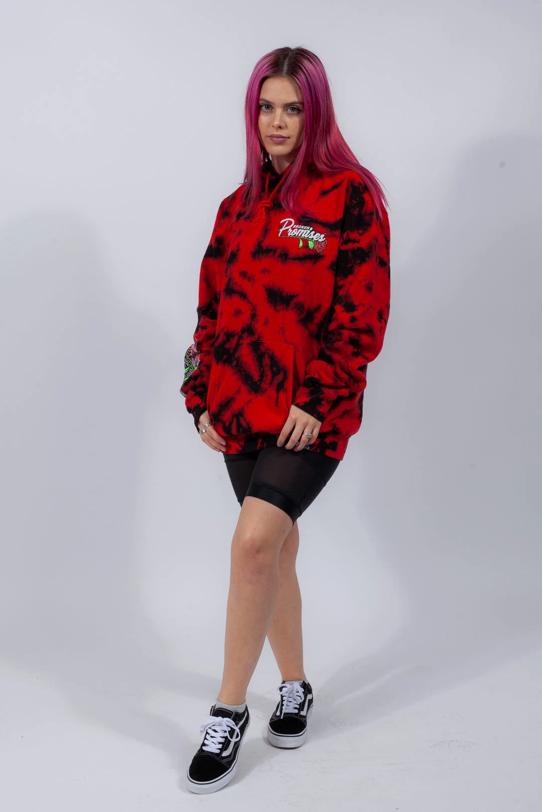 BROKEN PROMISES Hoodies Warned You Hood Tie Dye Red