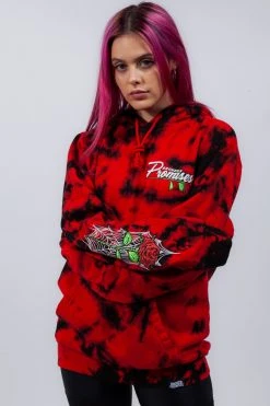 BROKEN PROMISES Hoodies Warned You Hood Tie Dye Red