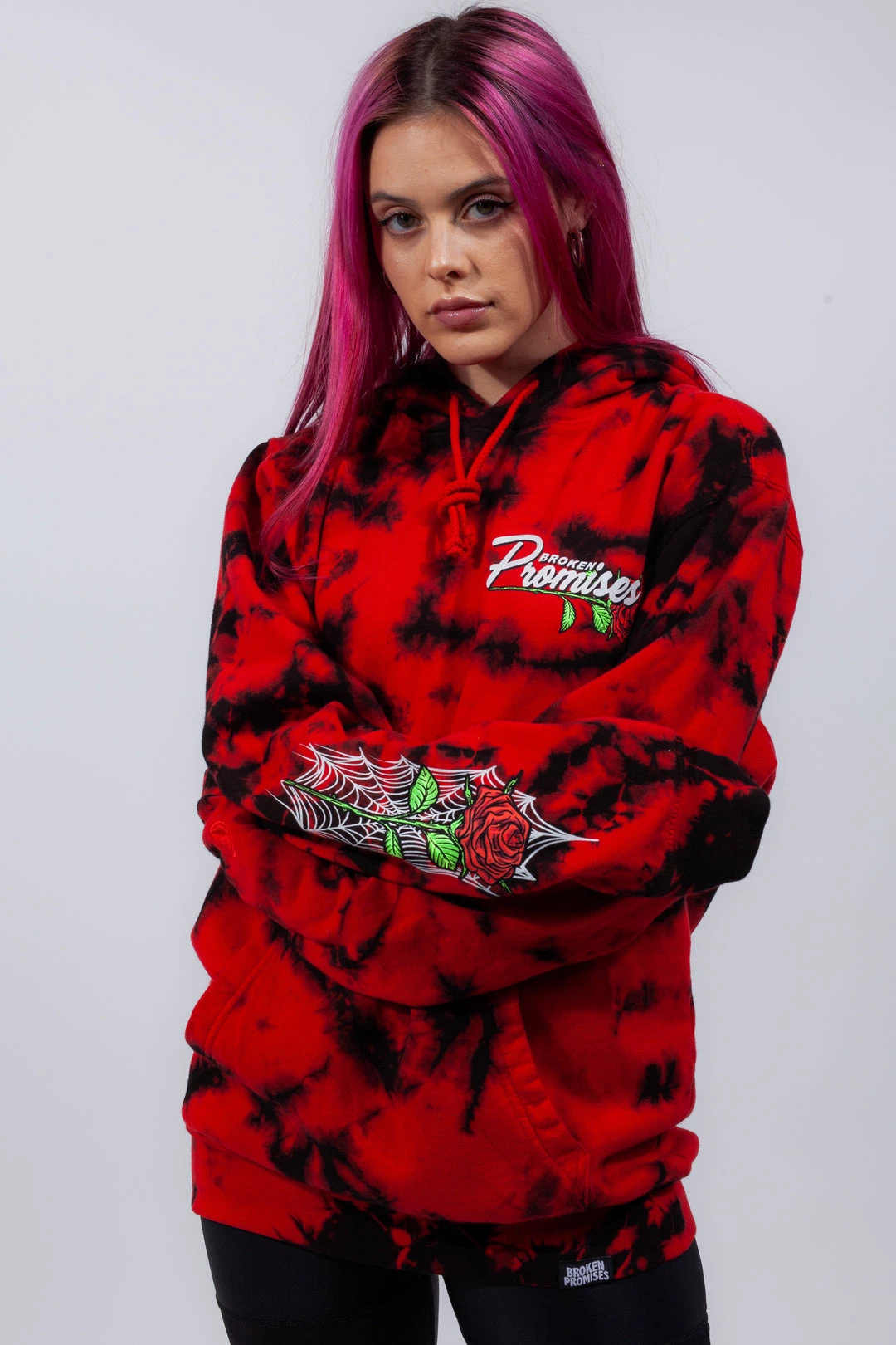 BROKEN PROMISES Hoodies Warned You Hood Tie Dye Red