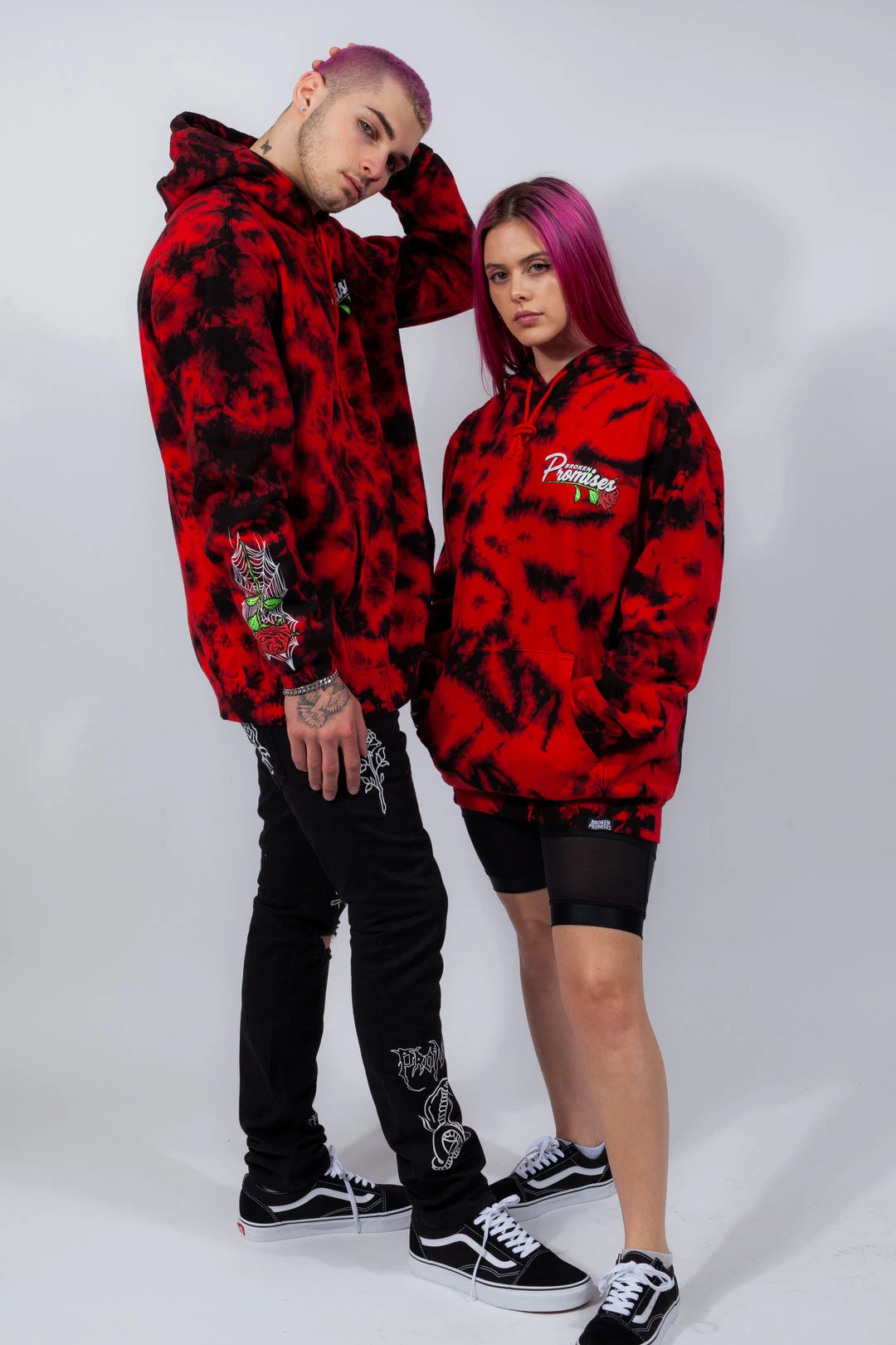 BROKEN PROMISES Hoodies Warned You Hood Tie Dye Red