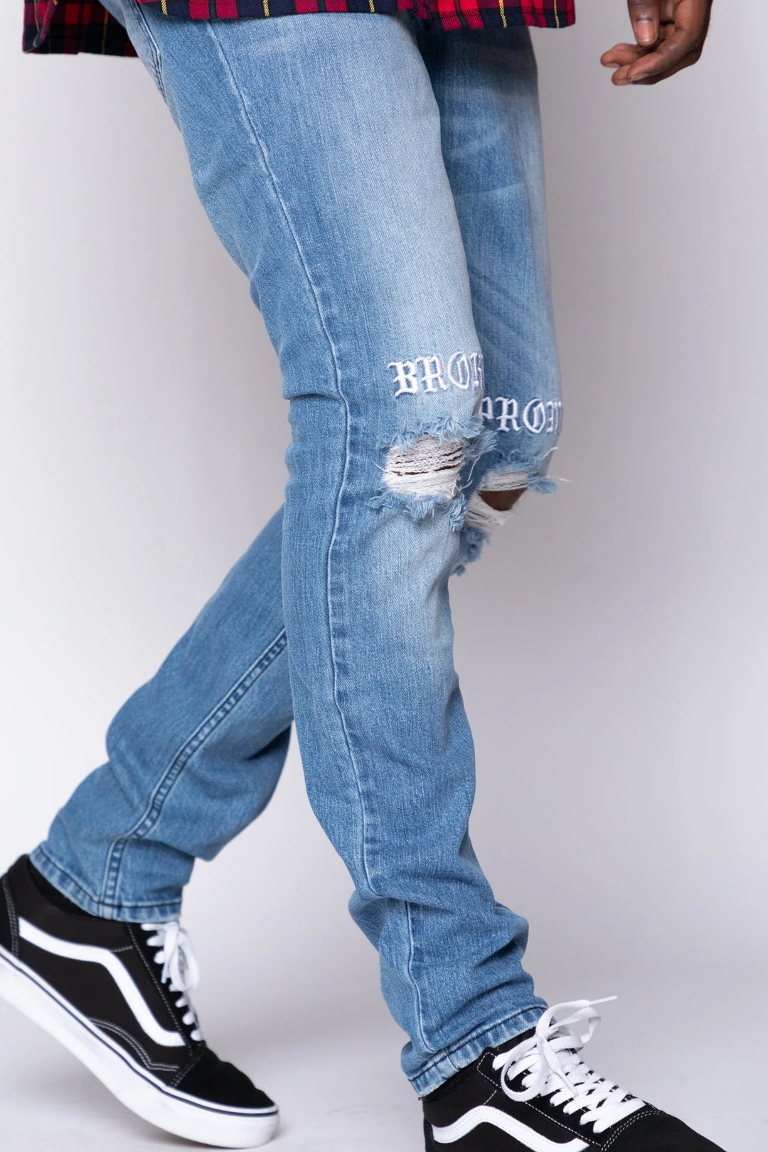 BROKEN PROMISES Stitch & Rip Denim - Medium Blue