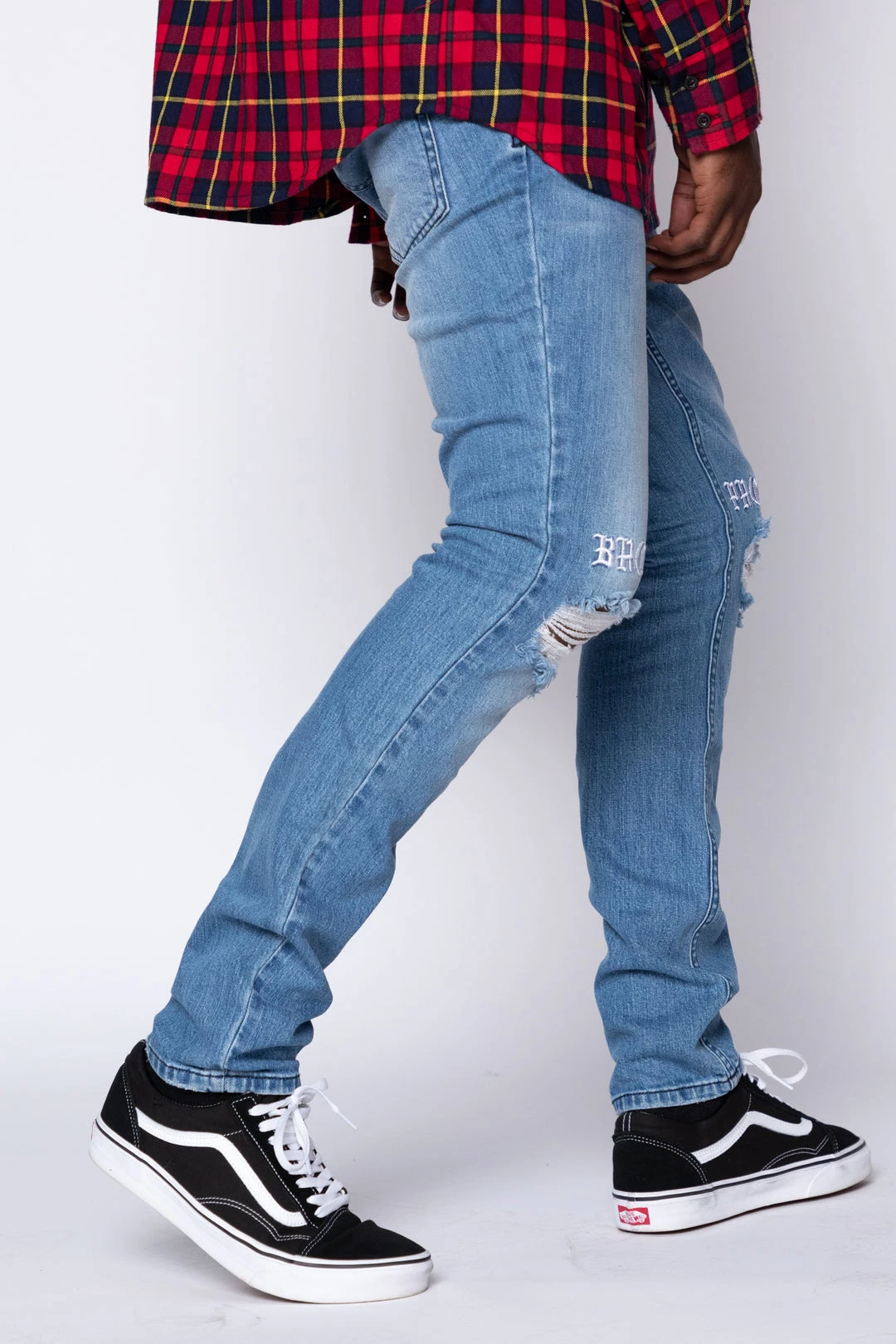 BROKEN PROMISES Stitch & Rip Denim - Medium Blue