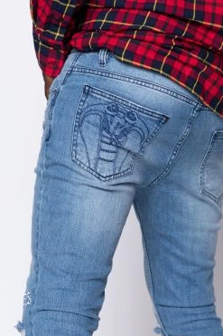 BROKEN PROMISES Stitch & Rip Denim - Medium Blue