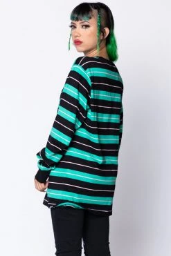 BROKEN PROMISES Automated Stripe L/S Teal