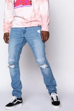 BROKEN PROMISES Stitch & Rip Denim - Medium Blue