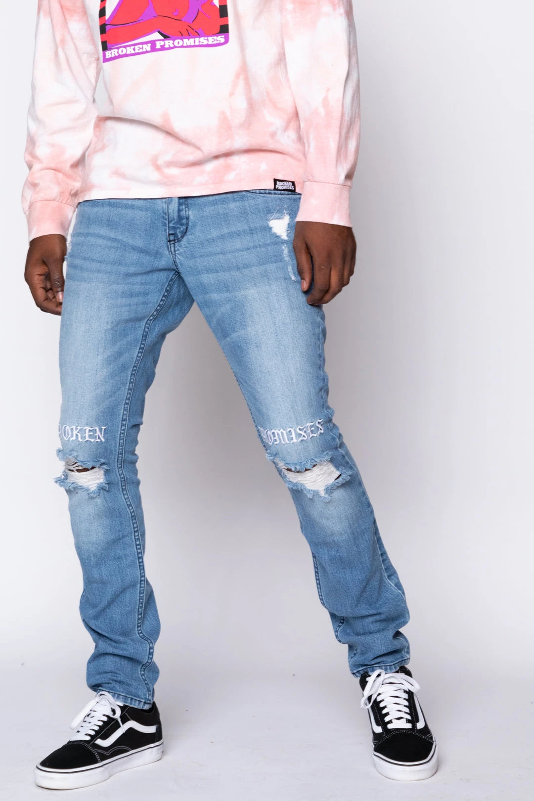 BROKEN PROMISES Stitch & Rip Denim - Medium Blue