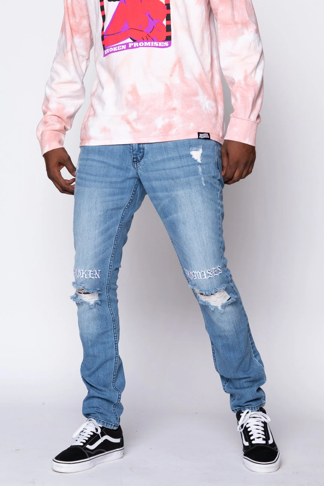 BROKEN PROMISES Stitch & Rip Denim - Medium Blue