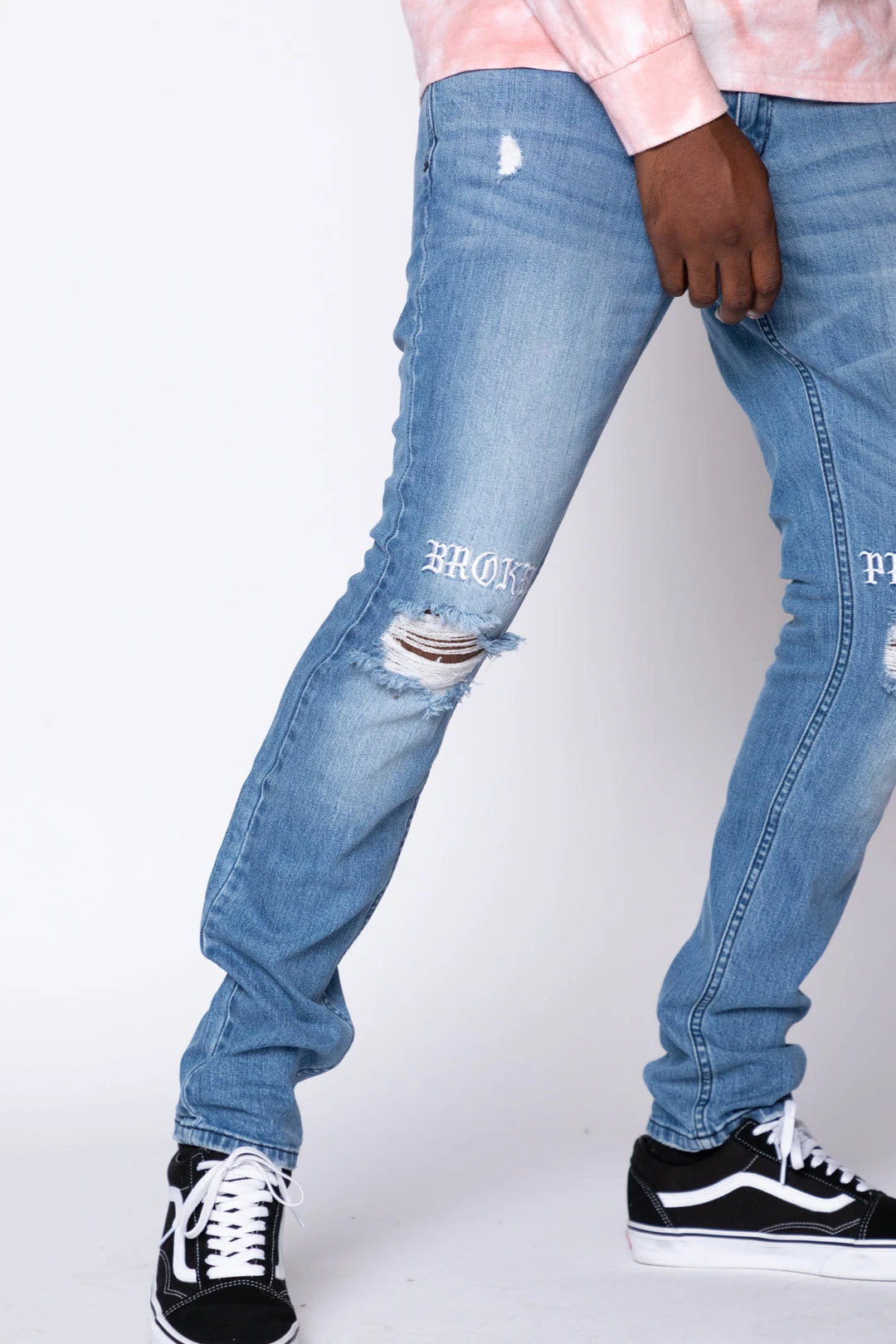 BROKEN PROMISES Stitch & Rip Denim - Medium Blue