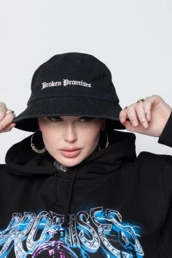 BROKEN PROMISES BP Slogan Bucket Black Headwear